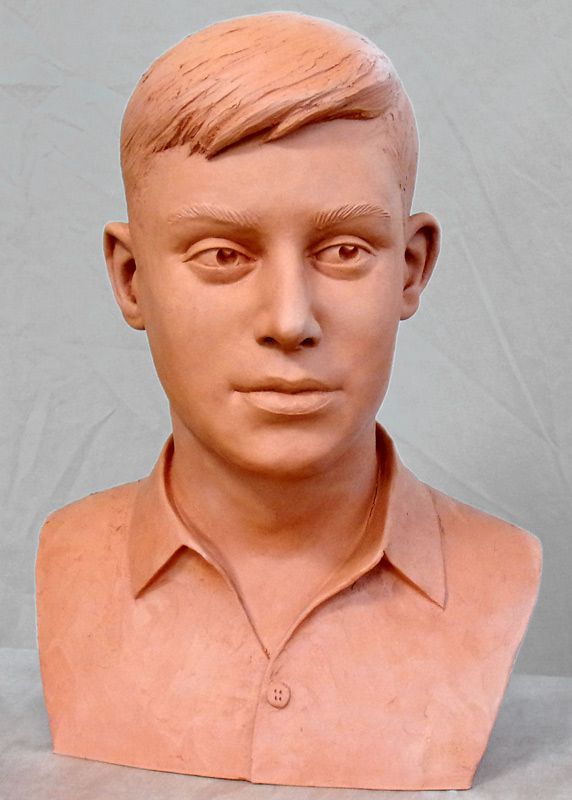 Sculpture buste terre cuite Louis  par Olivier delobel