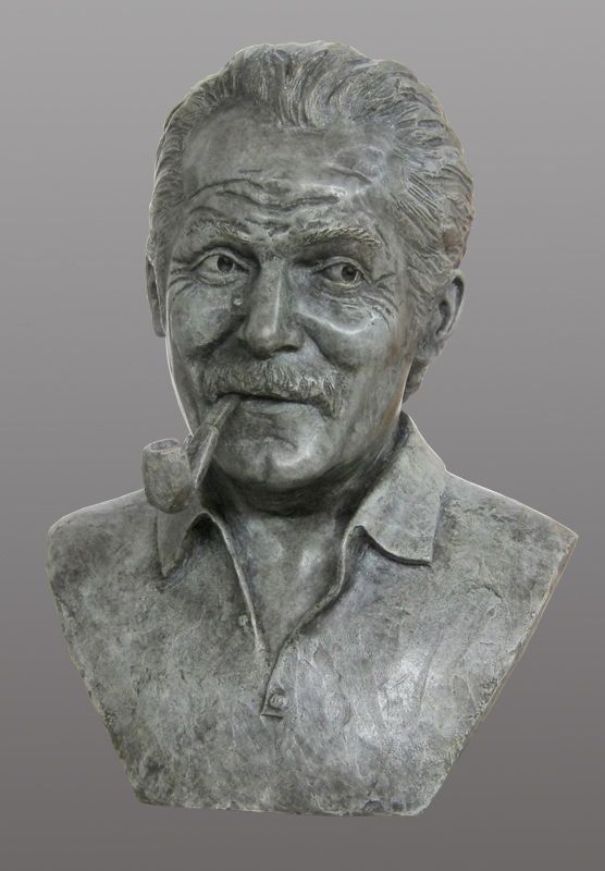 Sculpture buste bronze grandeur nature Georges brassens par Olivier delobel