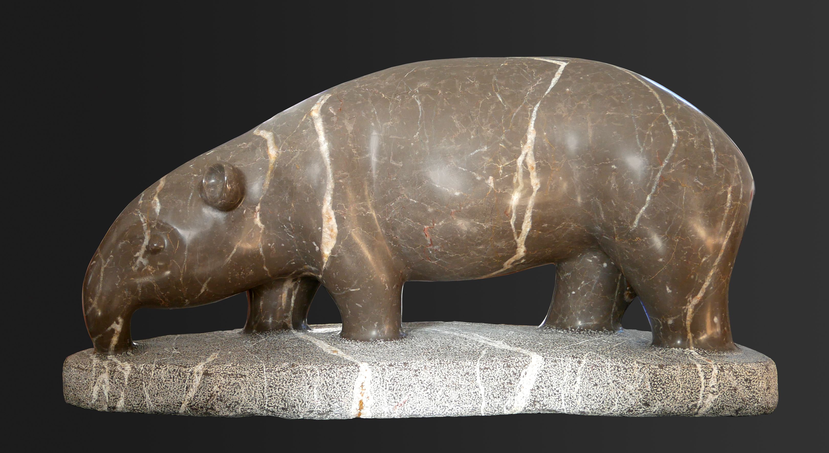 Tapir en marbre noir par Olivier delobel