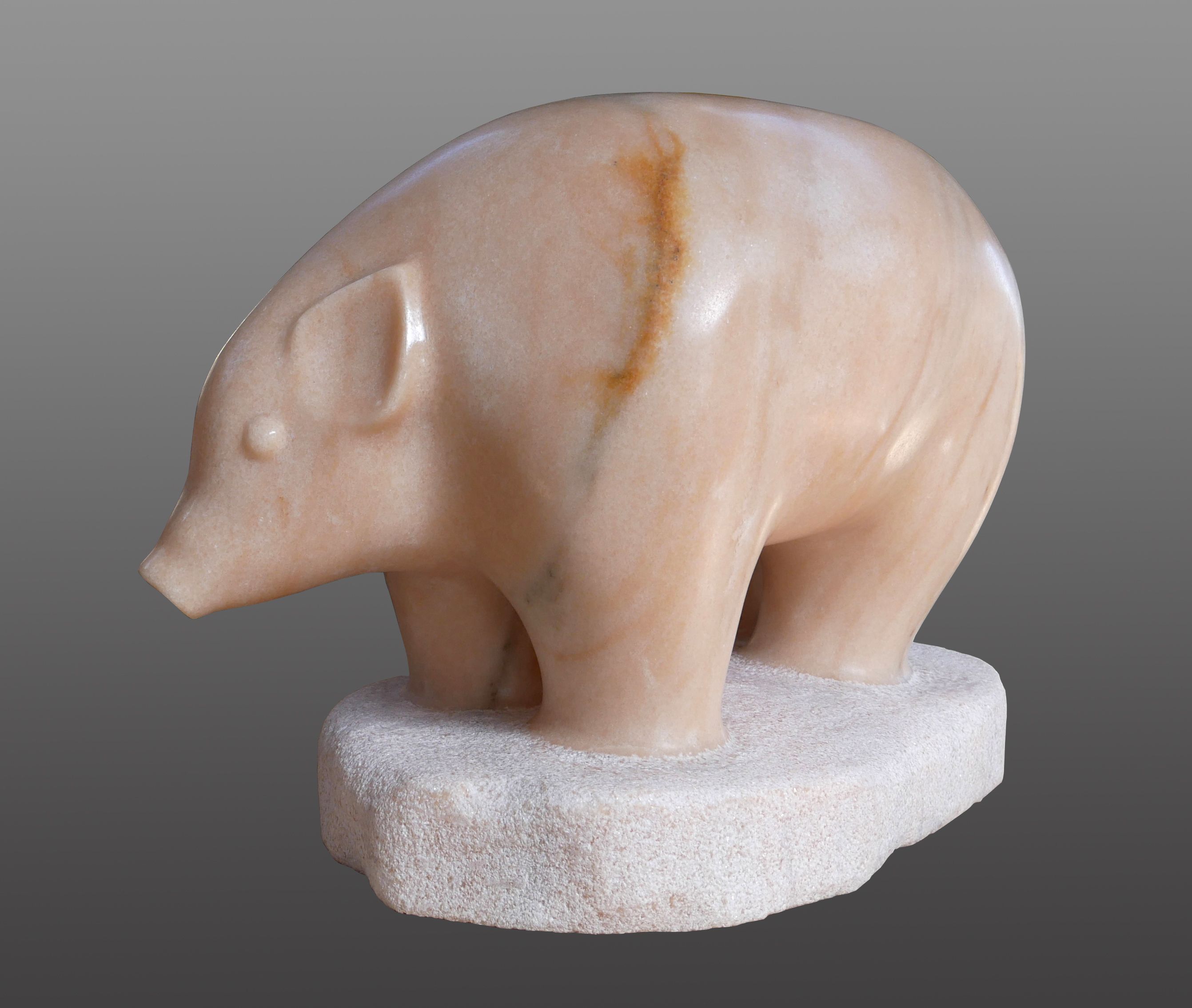 Cochon en marbre rose du Portugal par Olivier delobel