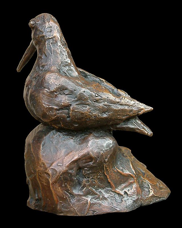sculpture animalière bécasse en bronze par Olivier delobel